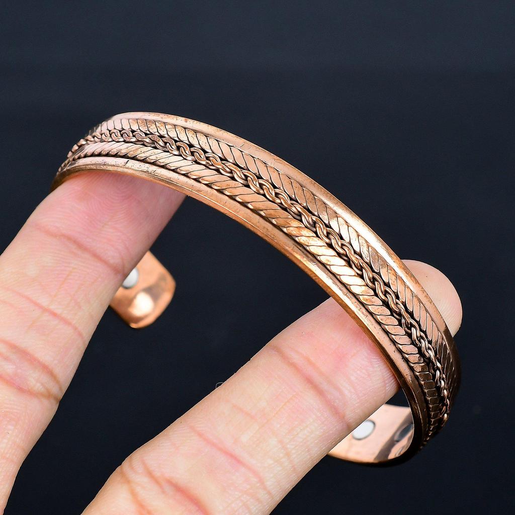 Браслет-манжета из чистой меди, Медный регулируемый браслет, Медные украшения ручной работы, Подарок для мужчин и женщин