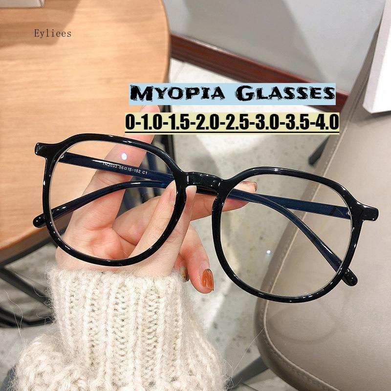 TR Круглые Готовые Очки для Близоруких Женские Мужские Прозрачные По Рецепту Студенческие Близорукие Очки Ультралегкие Диоптрии -1.0 -4.0