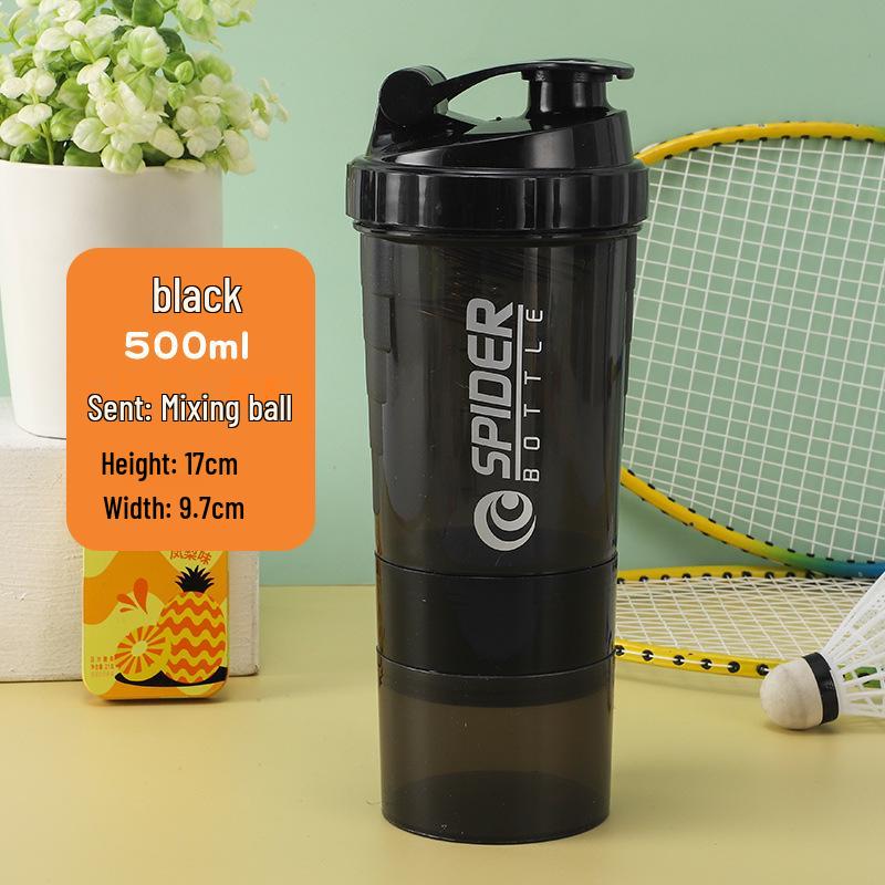 500ml Three-Layer Sports Shaker Cup - Protein, Milkshake, and Water Blender Bottle