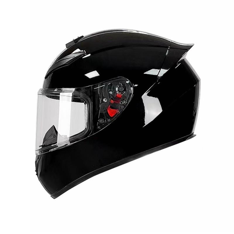 Full Face Motorcycle Helmet Scooter Electric Bike Winter Anti-Fog Gray ABS Safety With Rear Wing
