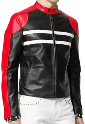 Мужская куртка ручной работы из натуральной кожи красного и черного цвета из натуральной кожи ручной работы, стильная новая кожа