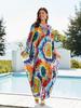 2023 European & American Rayon Front Tie Holiday Bikini Swimsuit Cover-up Robe