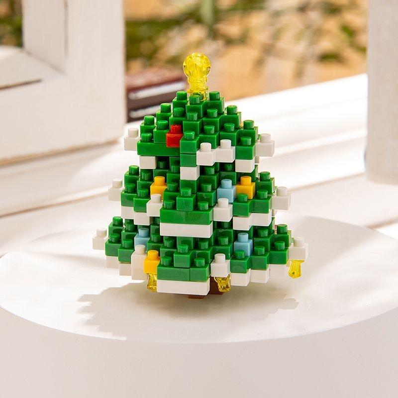 Merry Christmas Micro Building Blocks Santa Claus Elk Snowman Christmas Tree Assembled Mini Bricks Figure Toy For Kid Gifts