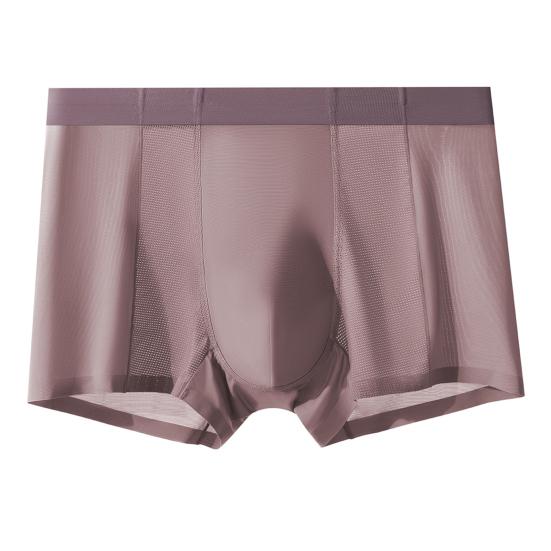 Мужские трусы-боксеры средней посадки с эластичным поясом, дышащие сетчатые шорты, однотонные летние охлаждающие трусы из ледяного шелка