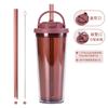 Двухслойный цветной пластиковый стакан с соломинкой, стакан для Bubble Tea с большим отверстием для питья, одна крышка, двойной напиток, портативная ручка, стакан для воды