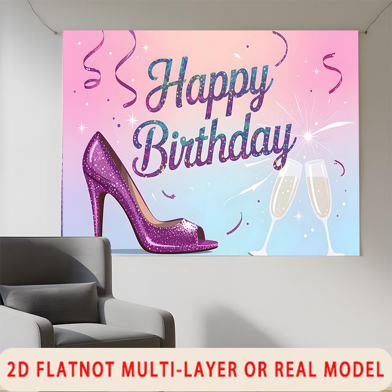 Party Backdrop Birthday Purple Photo Booth Background Front Door Decor