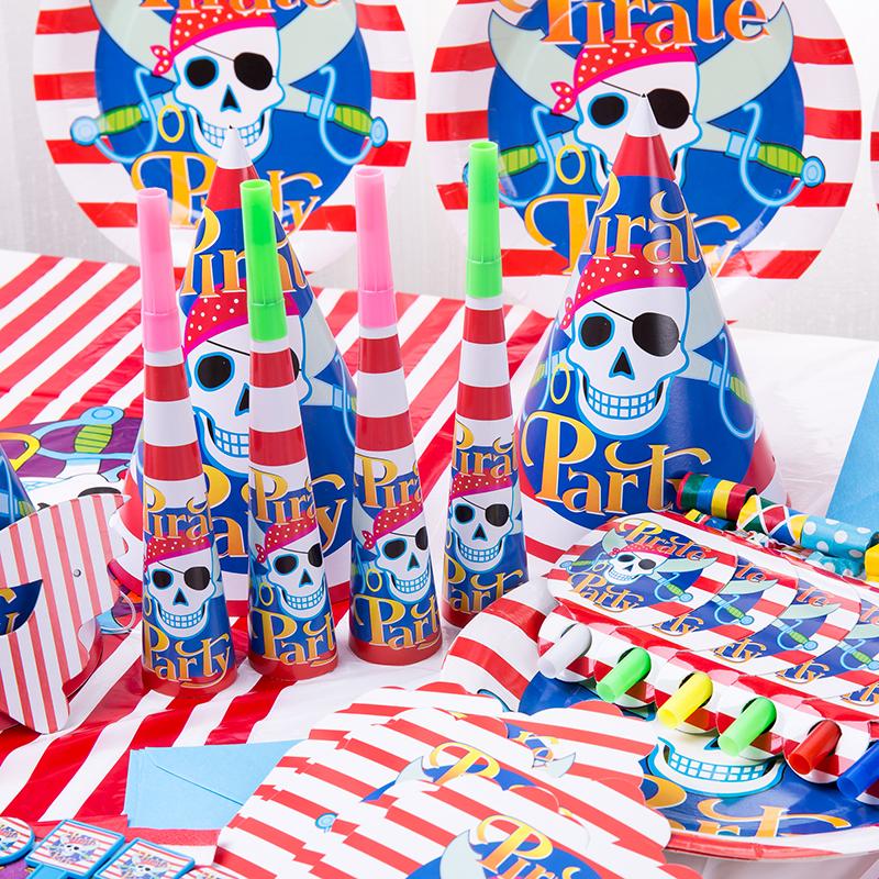 Пиратская тематика Мультяшные украшения Одноразовая посуда Бумажные тарелки Чашки Воздушные шары Детские сувениры День рождения День рождения Baby Shower Supplie