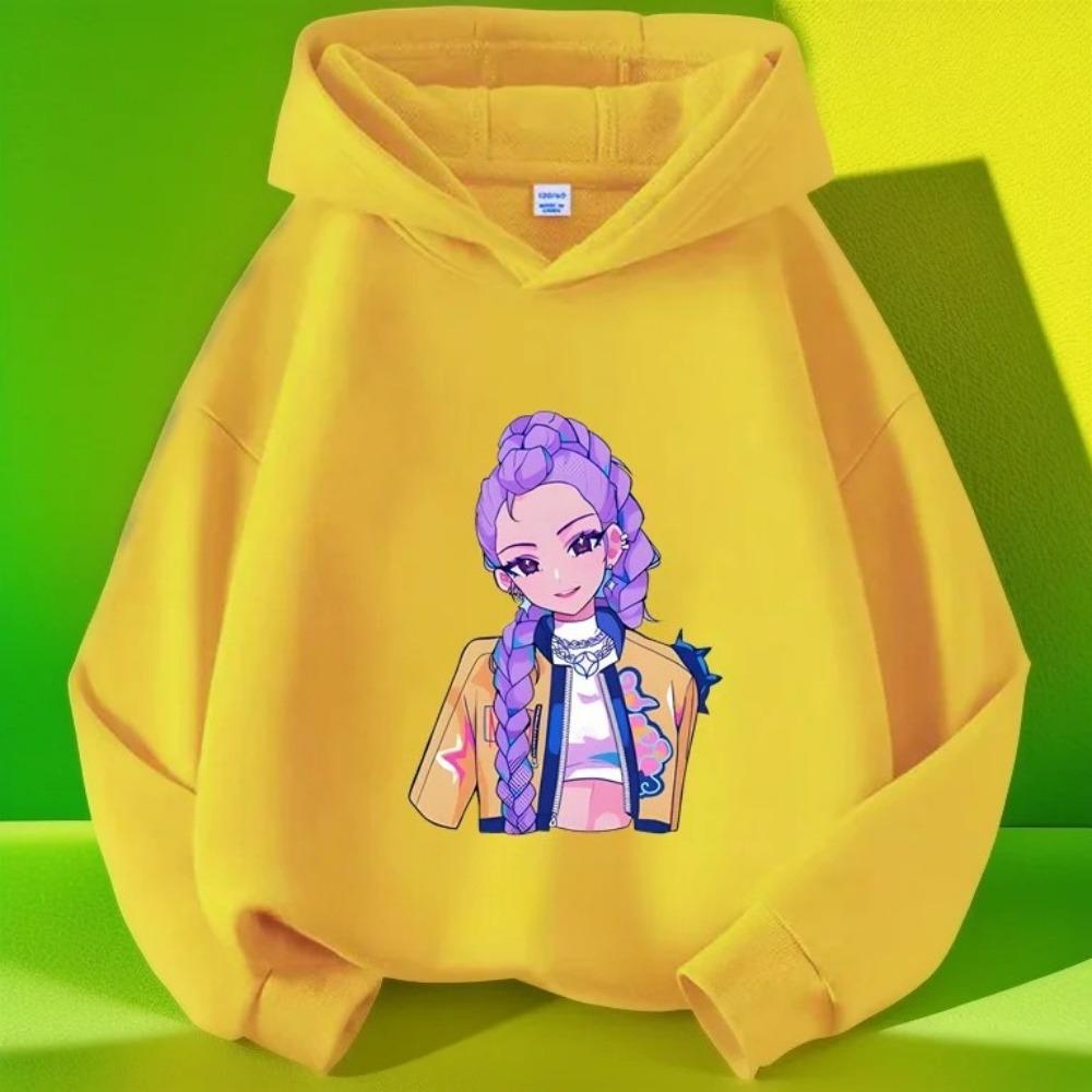 K-pop Demon Hunter Saja Cartoon Print Boy and Girl Long Sleeved Casual Warm Children's Hoodie