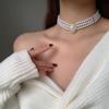 Жемчужное колье в стиле Хепберн, трехслойное, аксессуары для украшений, стразы, корейский стиль, чокер, женское ожерелье