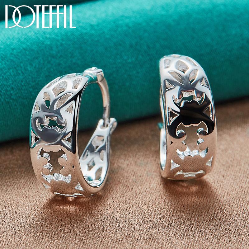 Серьги-кольца с геометрическим узором из стерлингового серебра 925 пробы, модные ювелирные изделия