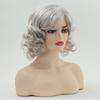 Synthetic Grey Blond Wavy Wigs for Women Short Mommy Wigs with Bangs Fluffy Curls Paula Wigs Costume Daily High Temperature Fiber Wigs