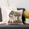 Watercolor Cottage Garden Pillow Cover Rustic Country House Print Floral Farmhouse Cushion Case For Sofa Couch Cozy Home Decor