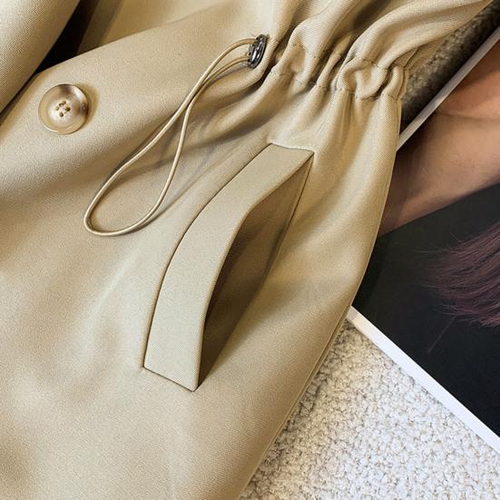 Зимняя женская куртка с длинными рукавами, эластичным шнурком на талии, карманами, ветровка, двубортное пальто средней длины