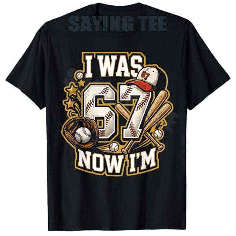 I Was 6 Now Im 7 Birthday Boy Baseball Funny 6 7 Meme Boys Fashion TShirt Y2k Baseball Lover Sons Birthday Aesthetics Tee Gift