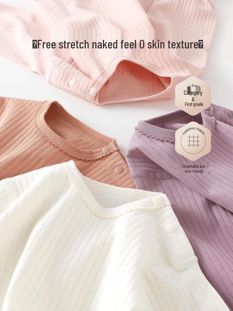 Baby Cotton Knit Lace Home Wear Set - Soft, Skin-Friendly, and Comfortable for Spring and Autumn