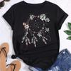 Women Fashion T Shirt Girl Harajuku Feather Printing Graphic Tees Shirt Femme Dream Catcher Women's T-shirt Clothes Tops