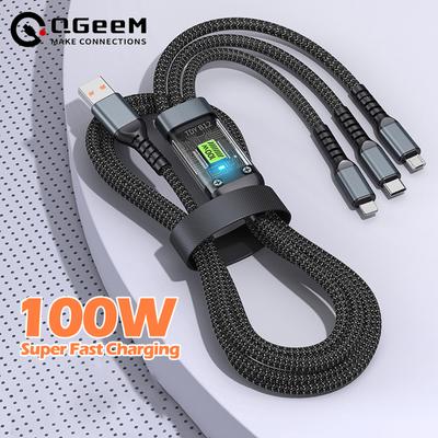 Кабель для быстрой зарядки 100 Вт, универсальный зарядный кабель, нейлоновая оплетка, несколько USB-адаптеров, универсальный зарядный шнур 3 в 1, адаптер Type-C Micro