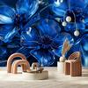 Wallpaper Blue glass flowers macro 3D