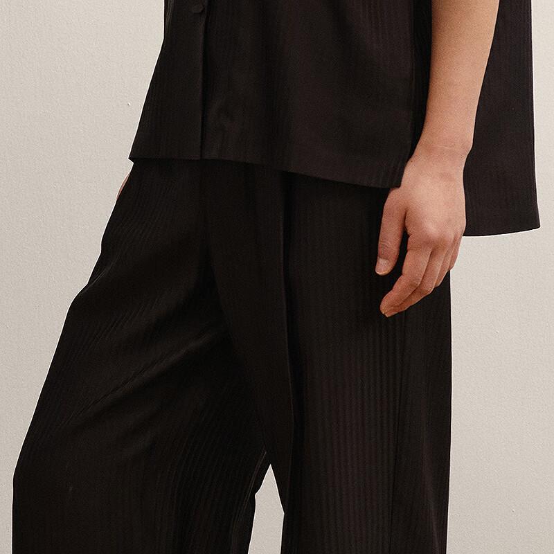 LESS 2025 Autumn Silk Blend Straight Loose Long Pants