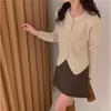 Gentle Wind Crew Neck Sweater Cardigan Women's Autumn and Winter New Niche Design Hem Shows Thin Short Knitted Jacket