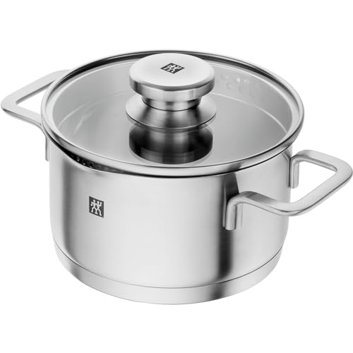 Кастрюля ZWILLING Pouristic, 16 см, Глубокая, С двумя ручками, Нержавеющая сталь, Трехслойное дно, Совместима с индукцией, 1.8 л [Официальный японский продукт