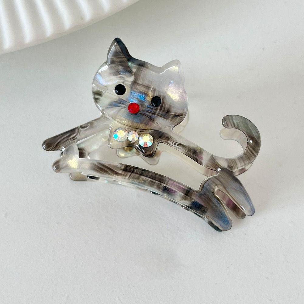 Acetate Animal Cat Hair Claw Cartoon Shark Clip Fashion Rhinestone Hair Clip  Girl