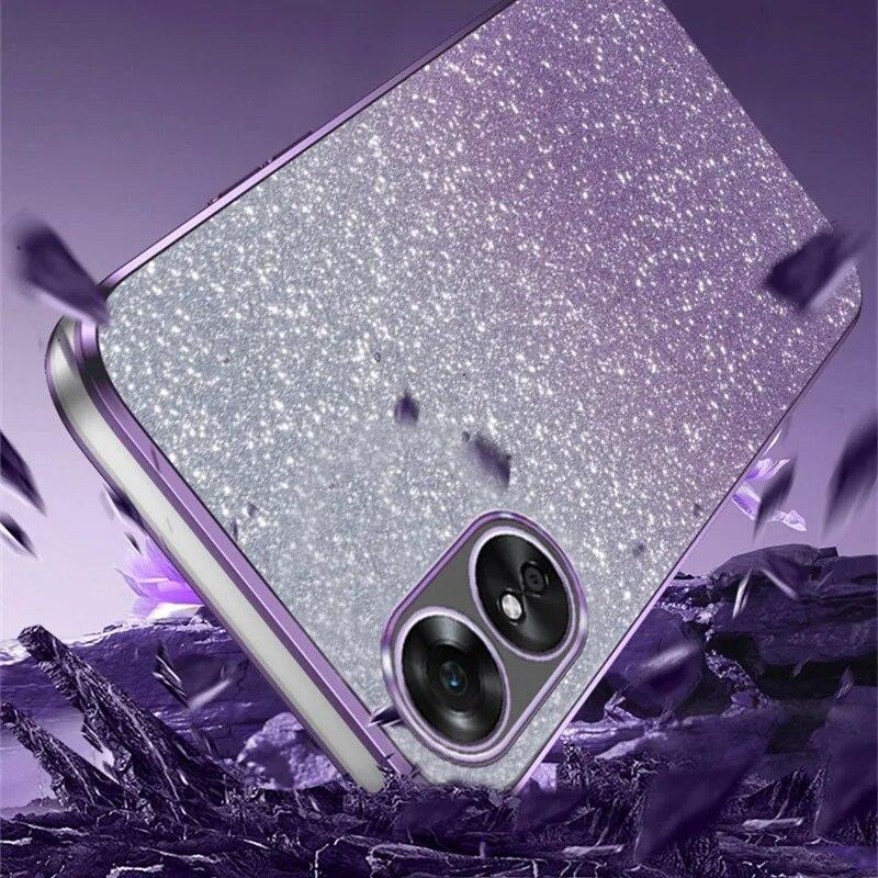 Luxury Gradient Glitter Plating Case For OPPO A78 A58 A38 A94 A57 A36 A17 A16 A55 A1 A2 Find X6 Pro K11 K11X Silicone Back Cover