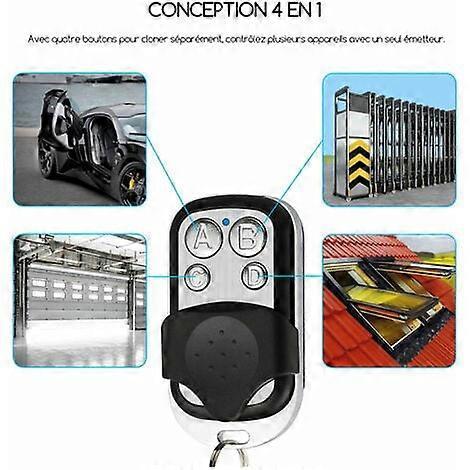 Copy Remote Control Clone Metal Remote Control 4 Buttons Key Fob Fax with Cover Protector, 433Mhz