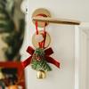 Wreath Christmas Velvet Bow Bell Red Pine Cone Bell Pendant  Home Door Decorations