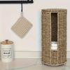 Rustic Woven Iron Toilet Paper Holder - Freestanding 3-Roll Tissue Storage Organizer Natural Wicker Functional Bathroom Decor