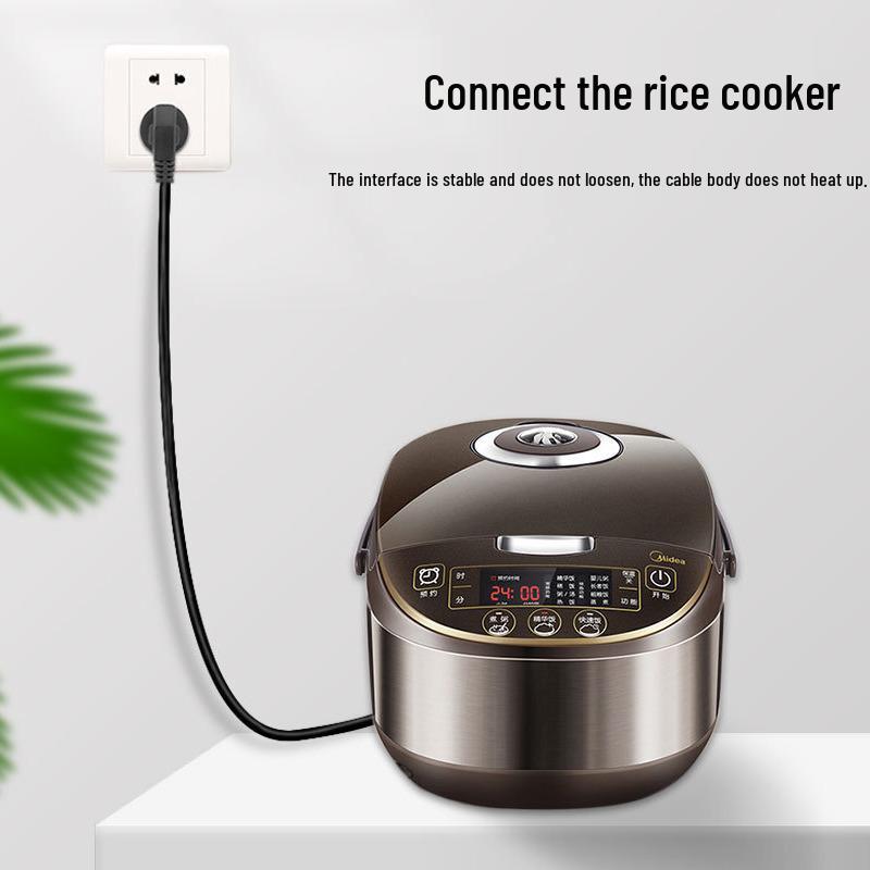 In-Stock 1.5m and 1.8m AC Power Cord with Figure-8 Connector for Rice Cooker, 3-Pin Plug, 3-Core, 1mm²