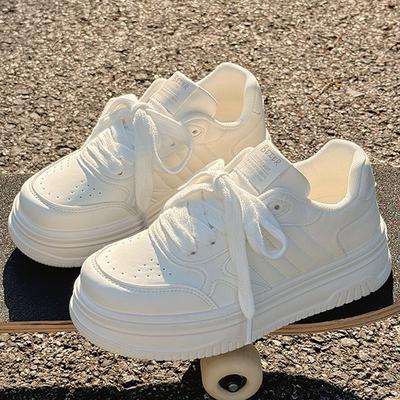 Молочный фуфу маленькие белые туфли женские новые осенние нишевые универсальные модные спортивные туфли повседневные на толстой подошве низкие кеды