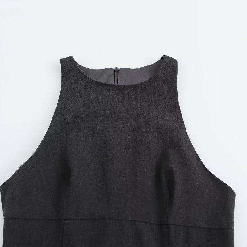 Kaslead New Arrival Women's Clothing Fashion Style Fashion Wide Pleated Hanging Collar Short Dress 9367557