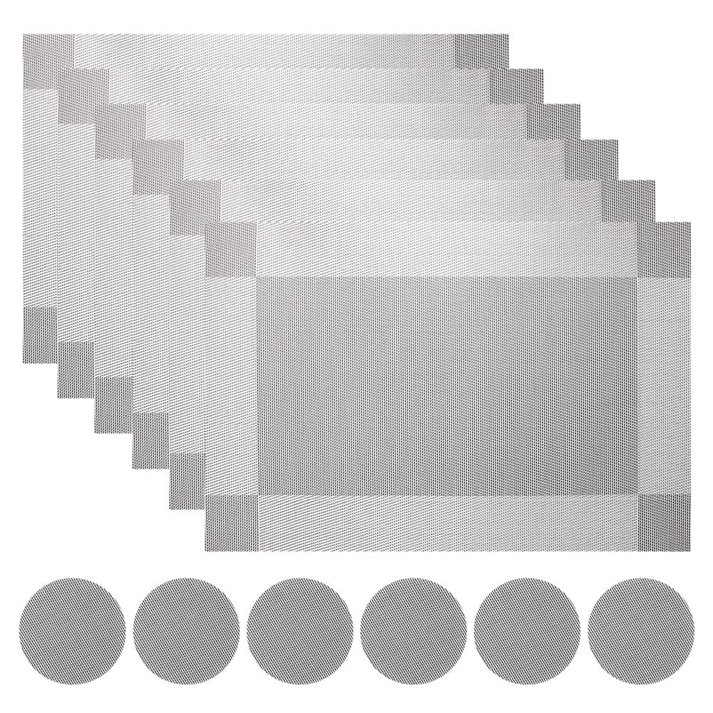 Набор из 6 подставок под приборы с подставками, черные подставки под стол, переплетенные виниловые, нескользящие, моющиеся, для обеденного стола, кухни, ресторана