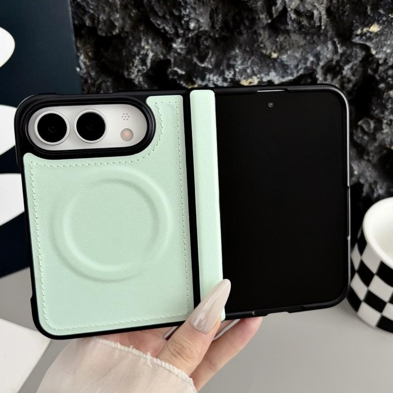 Magnetic Snap-on Case IPhone Duo Foldable Phone Full-Body Protection With Suede Texture PU Cover Shockproof Anti-Scratch