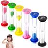 Set of 6 Colorful Plastic Sand Timers with 30 Second, 1 Minute, 2 Minute, 3 Minute, 5 Minute, and 10 Minute Functions for Toothbrushing, Time Manageme