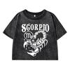 Interesting Scorpion Animal Printed Female Washed Short T Shirt Summer Casual Tshirt Street Clothes Fashion Distress Tee