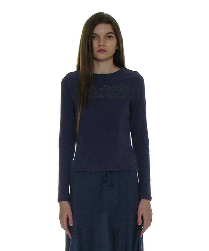 PARTIMENTO WOMEN 93 Studded Printed Long Sleeve Tee_Purple