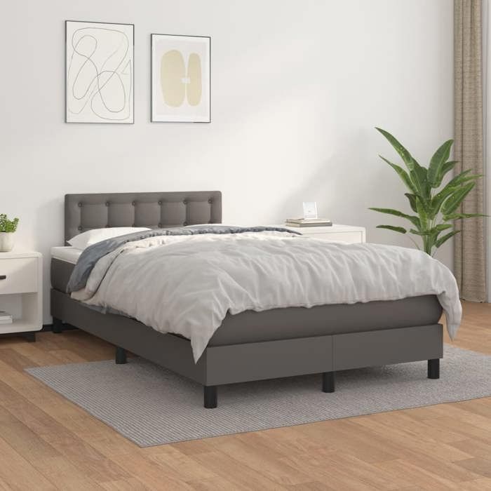 Maison Exclusive - Sommier à lattes de lit avec matelas gris 120x190 cm similicuir