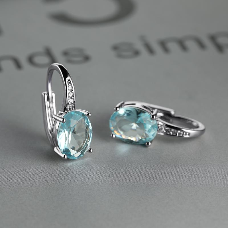 Модные серьги-крючки овальной огранки цвета морской волны, белые, синие, фиолетовые, зеленые, красные, с кристаллами, серьги-крючки с камнем, висячие серьги с CZ