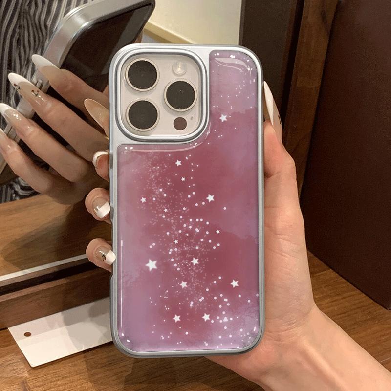 INS Градиентный Серебряный Чехол со Звездами для iPhone 17 16e 16 15 14 13 12 11 Air Pro Max X XR XSMAX Plus Роскошный Прозрачный Мягкий Задний Чехол