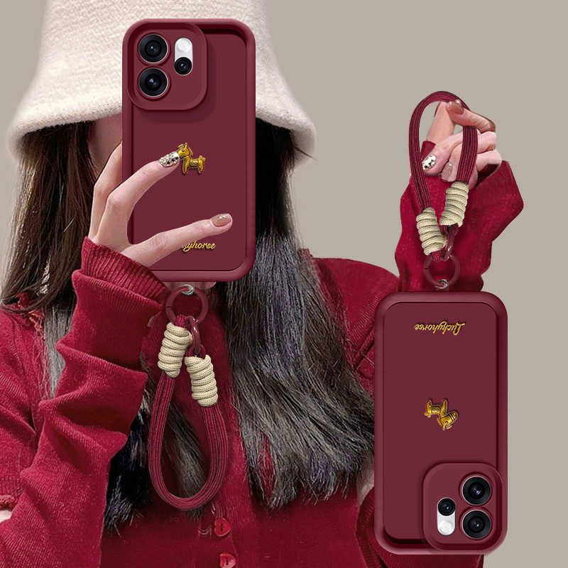 Милый 3D Золотой Конь С Шнурком Чехол Для Телефона Для OPPO Reno 15 14 13 12 11 10 8 Pro 7 6 5 4 Lite 3 14F 13F 12F 11F 2F 8Z 8T Чехол