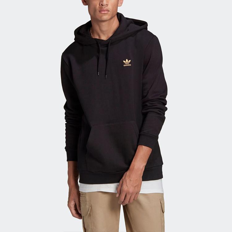 adidas Originals Trefoil Gold Logo Толстовка с капюшоном Мужские топы Черный GP0932