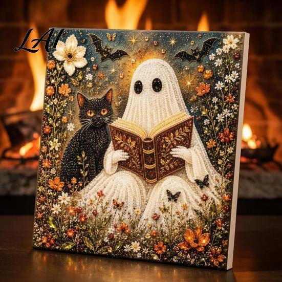 Dark Aesthetic Crafting Halloween Faux Pearl Art DIY Kit Spooky Cute 3D Beads Painting Crafts Diamond Kit for Adults Beginners Seasonal Wall