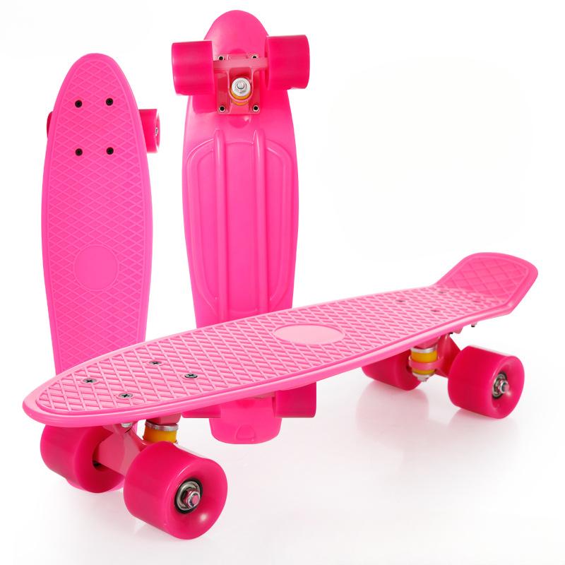 Новый пластиковый четырехколесный скейтборд-рыба с мигающим колесом, дорожный скейтборд с одним деформированным колесом