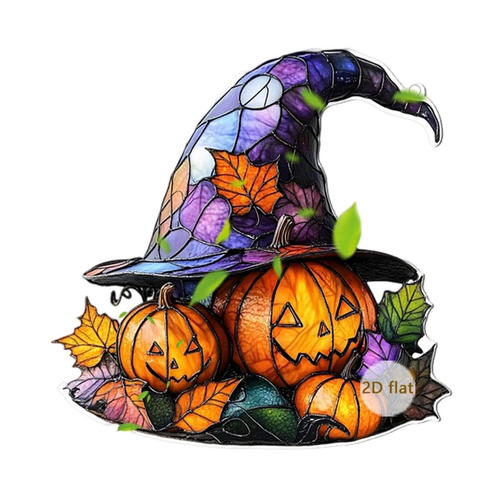 Витражный ловец солнца в виде шляпы ведьмы, подвесное украшение для окна, Хэллоуин, готический стеклянный орнамент для окна, дома, кухни