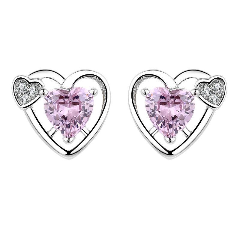 Серьги-гвоздики в форме сердца из стерлингового серебра S925, женские корейские темпераментные персонализированные серебряные украшения