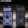 KEYSION Противоударный чехол для Infinix Smart 10 Plus со сдвижной защитой объектива камеры, кольцом-подставкой и крышкой для телефона для Infinix Smart 10 Plus