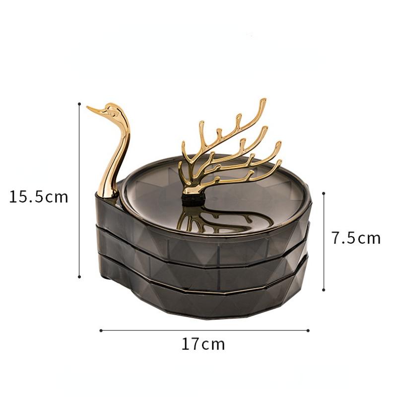 Шкатулка для драгоценностей «Лебедь», большая вместительная многослойная коробка для хранения ожерелья и сережек, прозрачная коробка для демонстрации ювелирных изделий в виде сережек