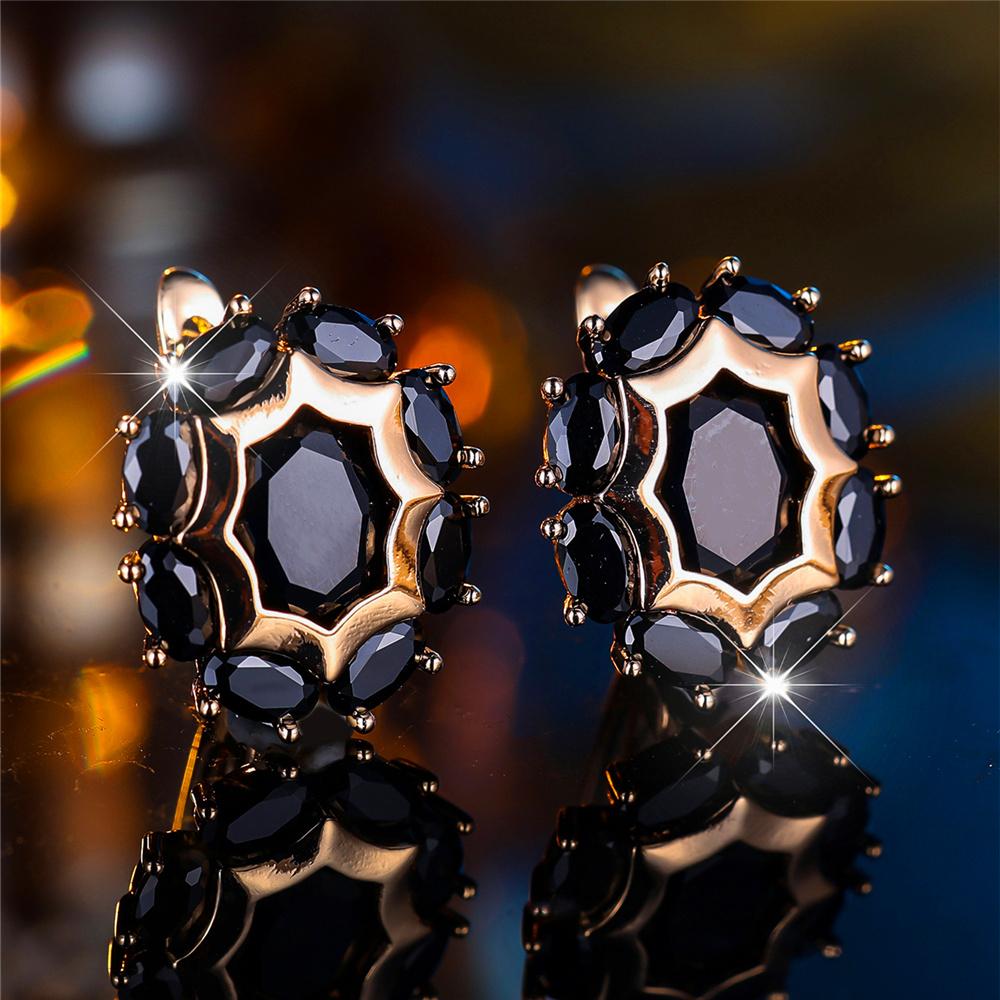 Кристалл Зеленый Синий Черный Зеленый Белый Овальный Циркон Камень Серьги-Кольца Для Женщин Женские Золотого Цвета Свадебные Украшения